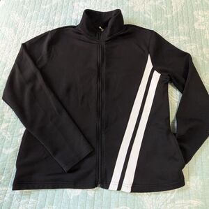 Xersion Athletic Zipper Black Jacket with White Stripes. Size M.